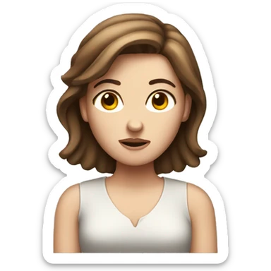 White girl with Brown hair shrugging  sticker