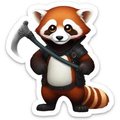 red panda  as reaper with scythe sticker