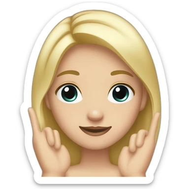 white skin girl with blonde hair showing ONLY THREE out of five fingers up on her ONE hand sticker