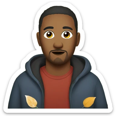 Pregnant homeless father with leaves sticker