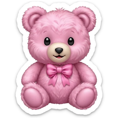 Aesthetic pink teddy with bow sticker