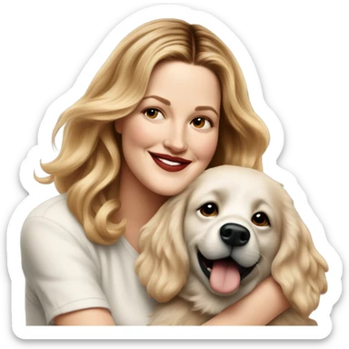 Drew Barrymore With Her Dog Douglas  sticker