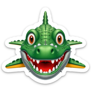 Un avions com cara de cocodrlilo i el cuerpo gris sticker