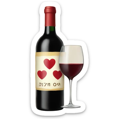 Wine with heart label sticker