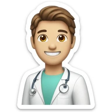 Dentist smiling, brown hair  sticker