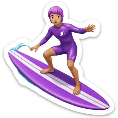 glitter surfer purple surf in wave ocean cian sticker