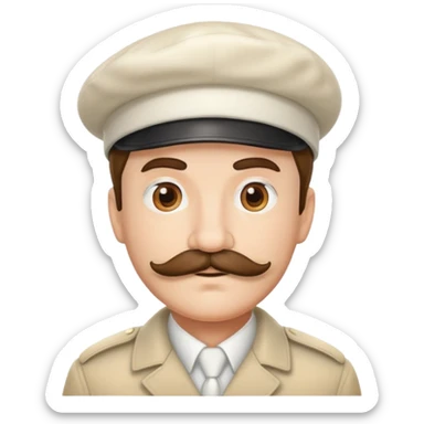 man with mustache and white beret sticker