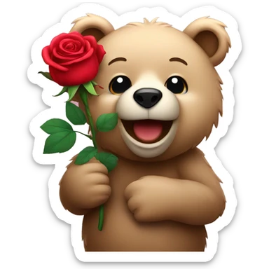bear with rose sticker