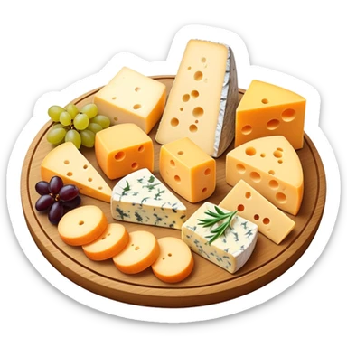 Cheese platter with different cheese varieties sticker