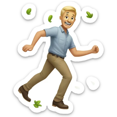 Happy man stepping on bug sticker