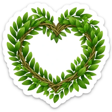 nature wreath heart, boho beautiful  green sticker