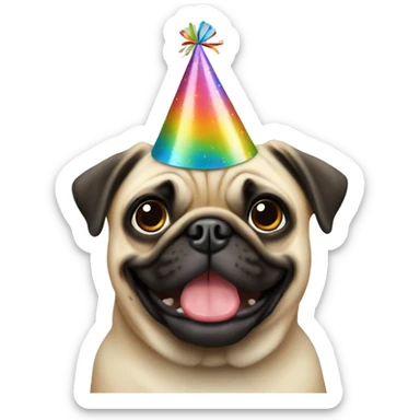 Pug with Birthday Hat sticker
