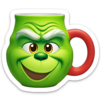 Grinch face shaped mug sticker