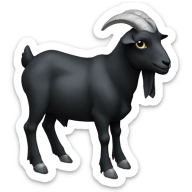 Goat standing on a black knight on the ground sticker