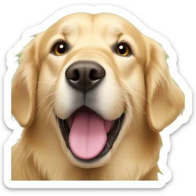 A golden retriever with a tennis ball in its mouth  sticker