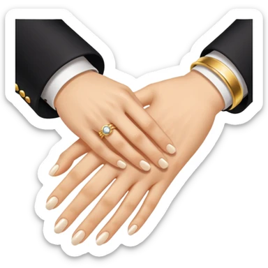 Two hands in a engagement..One hand of groom and one hand of bride. sticker