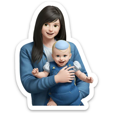 baby with long hair smiling sticker