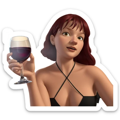 girl drinking wine glass sticker