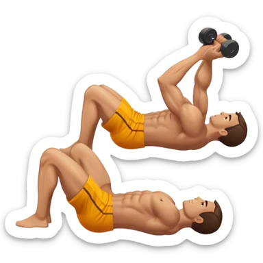side-view of guy doing decline abdominal Crunches with sixpack sticker