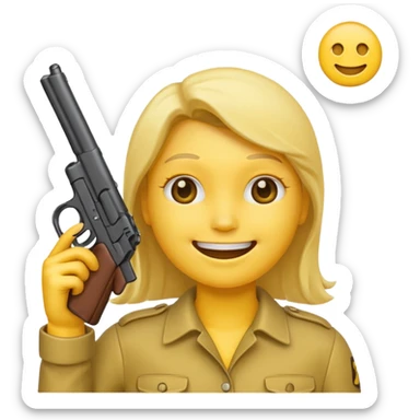 Create a smiling face emoji that’s holding a gun pointed to their head sticker
