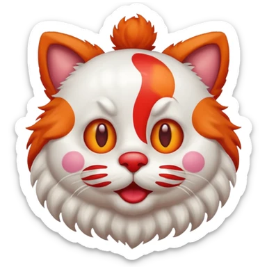 clown cat with a big red nose and mustache, emoji style sticker