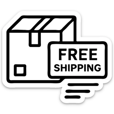 free shipping box, minimalist icon, black outline, no fill sticker