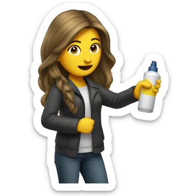 Long haired Woman spraying spray outward sticker