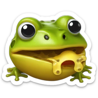 pacman frog face in profile like in game eats chunks of code sticker