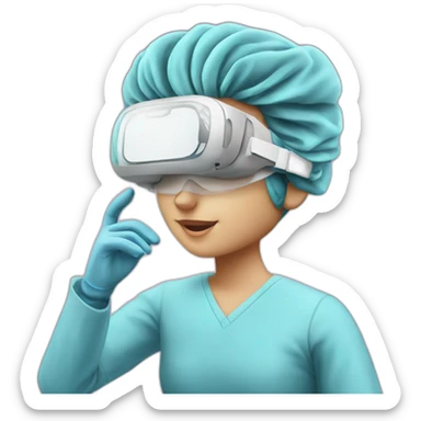 Surgeon-performing-Breast-surgery-with-virtual-reality-display sticker
