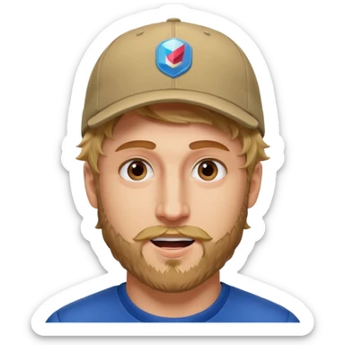 Design Logan Paul with cap, beard stubble & energetic expression. sticker