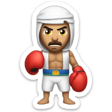 angry arab fighter with boxing gloves sticker