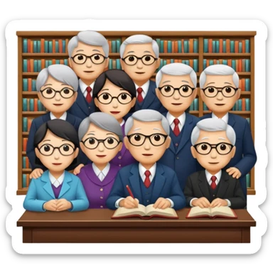 social gathering of old asian people  hosted by the intellectual journal Dushu in a bookstore sticker