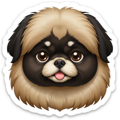 Black Pekingese with brown brow spot sticker