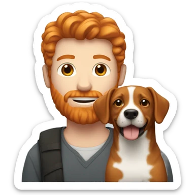 ginger man with a dog  sticker