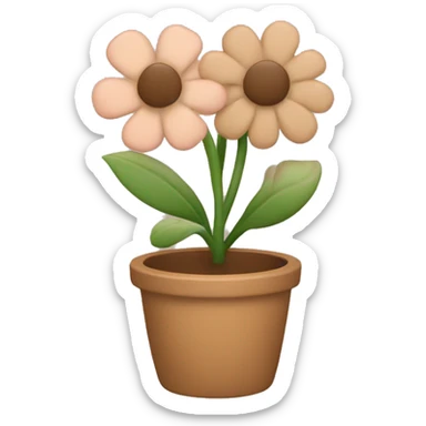 there is a pot in pastel brown colors and a flower in it sticker