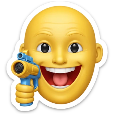 Yellow laughing face pointing gun at its own temple sticker