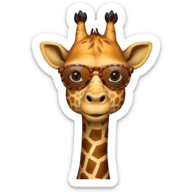 portrait of giraffe, wearing sun glasses, front view sticker