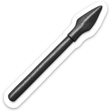 Make this steel spear 10% darker, keep it crisp, shiny, and slightly fancier than iron, realistic metallic steel, emoji style, transparent background. sticker