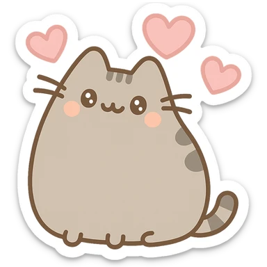Pusheen the cat in love with hearts, cute, soft colors sticker