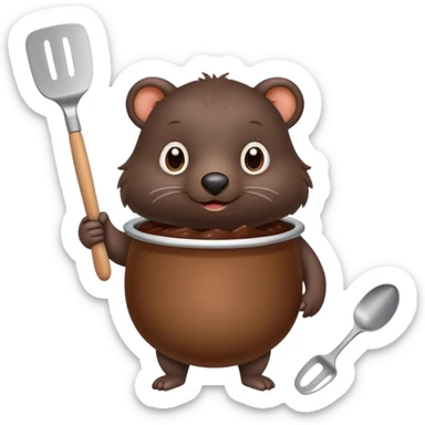 A mole holding a pot and spatula sticker