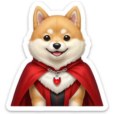 Shiba Dog in red dracular collar cloak sticker