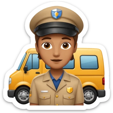 delivery person with delivery van in the background sticker