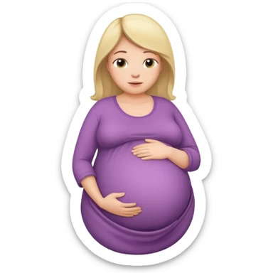 very heavily pregnant overdue woman with unnaturally very large belly sticker