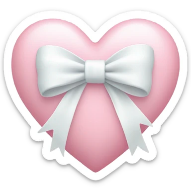 Pastel pink heart with white bow sticker