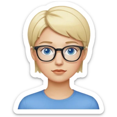 blonde designer with glasses and short blonde hair blue eyes sticker