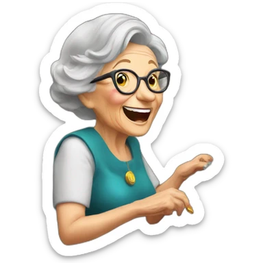 Old lady winning on a slot machine sticker