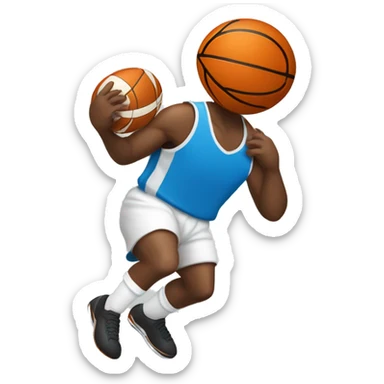 Un basketeur qui joue au basket avec un ballon de rugby  sticker