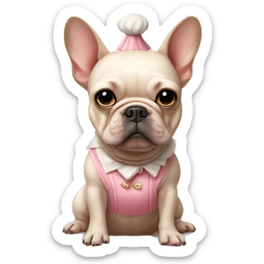 cream french bulldog in a pig outfit   sticker