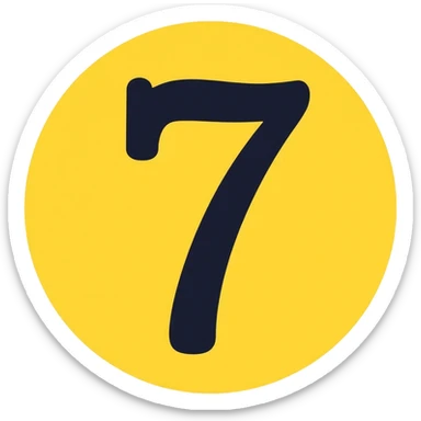 Number 7 on a yellow volumetric background sticker