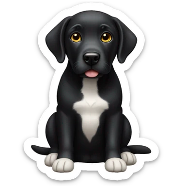A black lab dog with white spots on chest and feet sticker